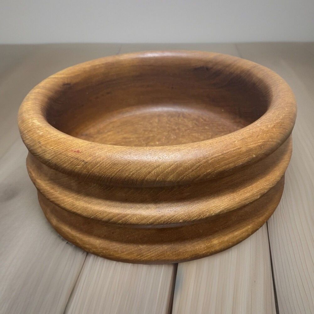 Large Solid Teak Wood Salad Serving Bowl Vintage MCM 11x5
